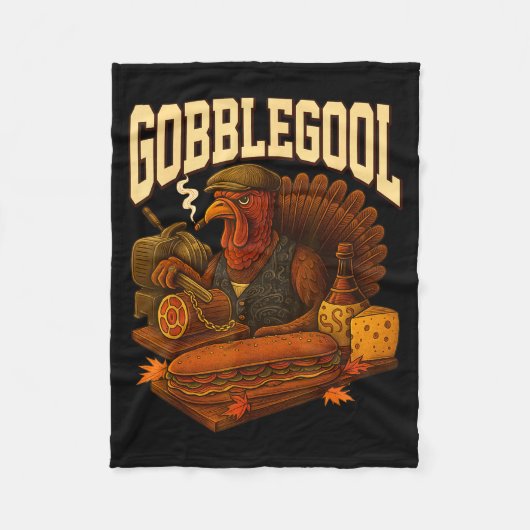 Gobbol Turkey Gobble Gool Thanksgiving Retro  Fleece Deken (Voorkant)