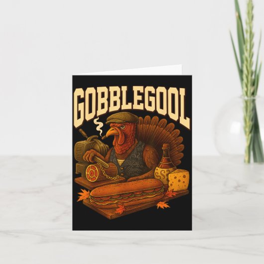 Gobbol Turkey Gobble Gool Thanksgiving Retro Kaart (Voorkant)