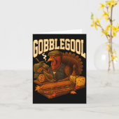 Gobbol Turkey Gobble Gool Thanksgiving Retro Kaart (Gele Bloem)