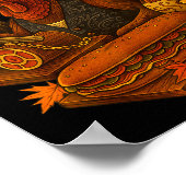 Gobbol Turkey Gobble Gool Thanksgiving Retro  Poster (Hoek)