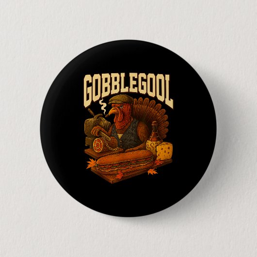 Gobbol Turkey Gobble Gool Thanksgiving Retro  Ronde Button 5,7 Cm (Voorkant)