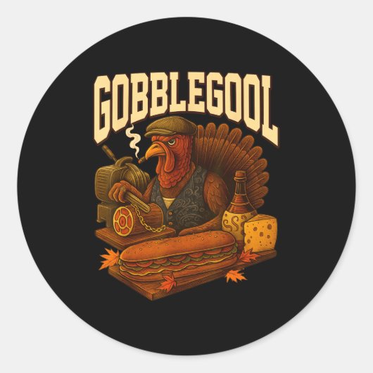 Gobbol Turkey Gobble Gool Thanksgiving Retro Ronde Sticker (Voorkant)