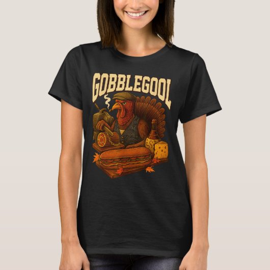 Gobbol Turkey Gobble Gool Thanksgiving Retro  T-shirt (Voorkant)