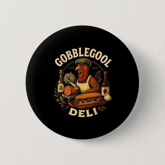 Gobbol Turkey Thanksgiving Italian Turkey Chef  Ronde Button 5,7 Cm (Voorkant)