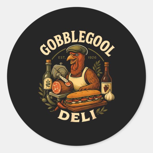 Gobbol Turkey Thanksgiving Italian Turkey Chef  Ronde Sticker (Voorkant)