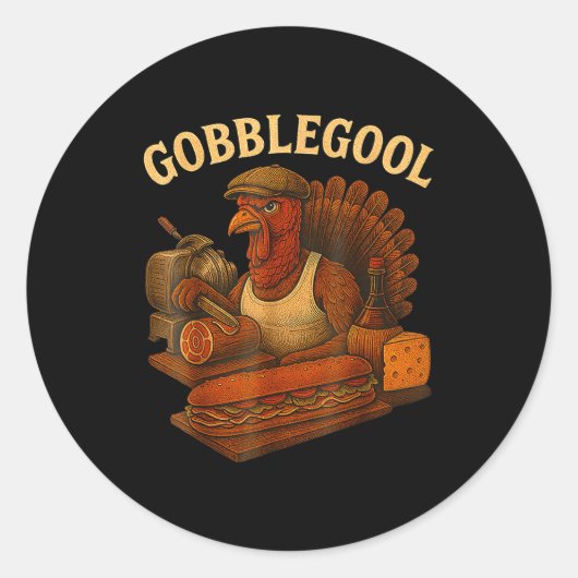 Gobbol Turkey Thanksgiving  Ronde Sticker (Voorkant)