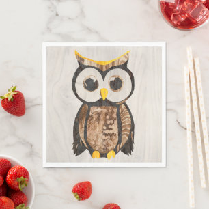 Gobelets en Papier Bois - Chouette - Wood Owl Servet