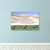 Gobiwoestijn | Wilde paarden Canvas Afdruk (Insitu (Houten vloer))