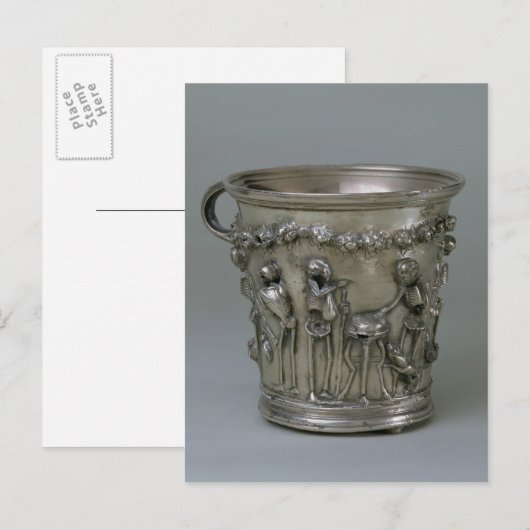 Goblet met ingegraveerd skelet briefkaart (Voorkant / Achterkant)