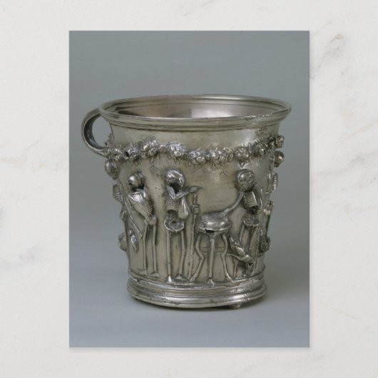 Goblet met ingegraveerd skelet briefkaart (Voorkant)