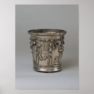 Goblet met ingegraveerd skelet met maskers poster