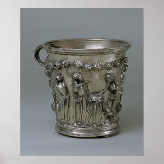 Goblet met ingegraveerd skelet poster (Voorkant)