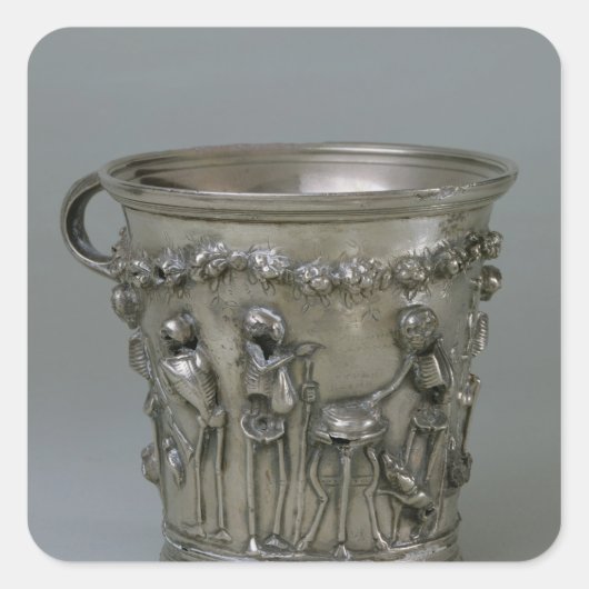 Goblet met ingegraveerd skelet vierkante sticker (Voorkant)