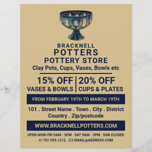 Goblet voor keramiek, pottenwinkel, potten Adverte Flyer