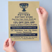 Goblet voor keramiek, pottenwinkel, potten Adverte Flyer (Hand)