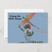Goblin Flying Dragon Kite Fantasy Art Briefkaart (Voorkant / Achterkant)