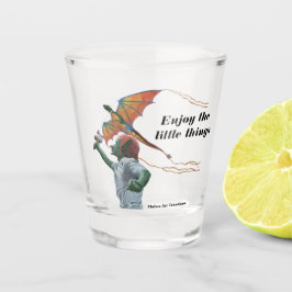 Goblin Flying Dragon Kite Fantasy Art Shot Glass Glas