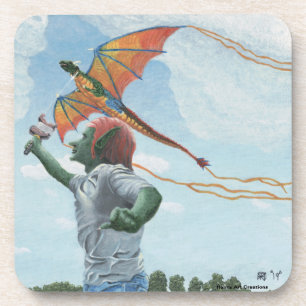 Goblin Flying Dragon Kite Fantasy Beverage Coaster Bier Onderzetter