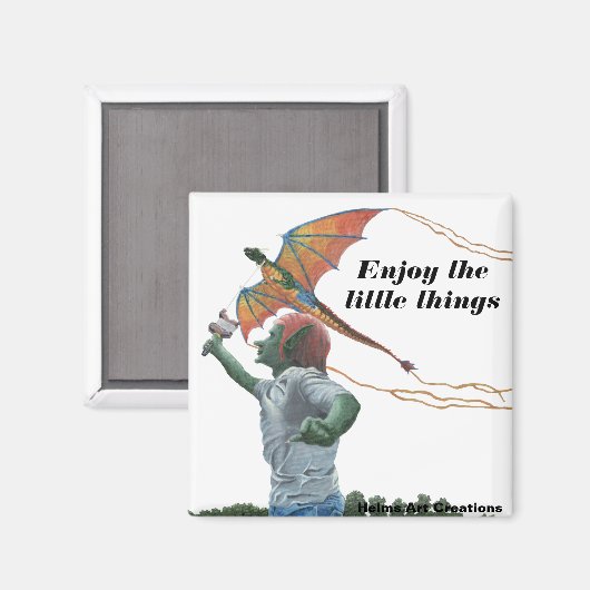 Goblin Flying Dragon Kite Fantasy Button Magnet (Voorkant / Achterkant)