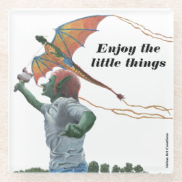 Goblin Flying Dragon Kite Fantasy Glass Onderzette Glazen Onderzetter