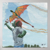 Goblin Flying Dragon Kite Fantasy Wall Art Poster (Voorkant)