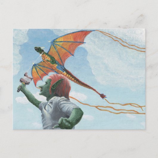 Goblin Flying Rainbow Dragon Fantasy Art Briefkaar Briefkaart (Voorkant)