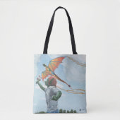Goblin Flying Rainbow Dragon Kite Fantasy Canvas t Tote Bag (Voorkant)