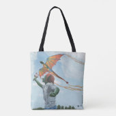 Goblin Flying Rainbow Dragon Kite Fantasy Canvas t Tote Bag (Achterkant)