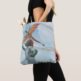 Goblin Flying Rainbow Dragon Kite Fantasy Canvas t Tote Bag