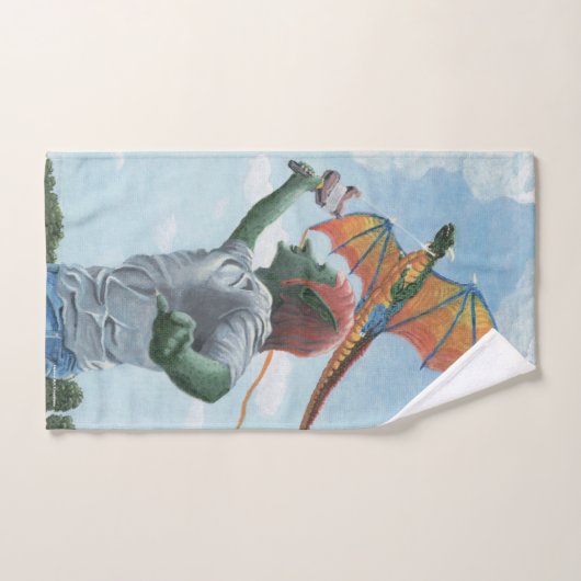 Goblin Flying Rainbow Dragon Kite Fantasy Handdoek (Handdoek)