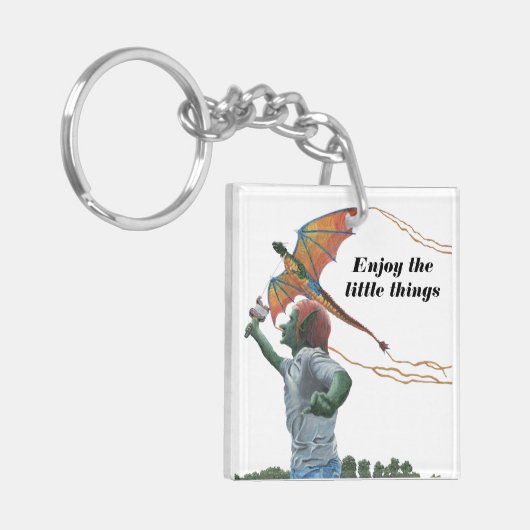 Goblin Flying Rainbow Dragon Kite Fantasy Sleutelh Sleutelhanger (Voorkant Links)