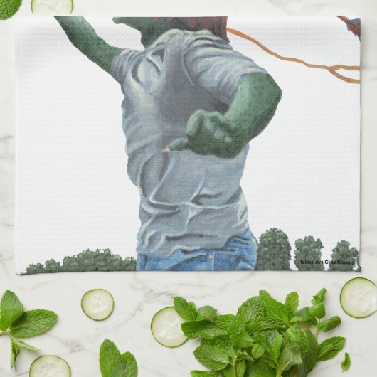 Goblin Flying Rainbow Dragon Kite Kitchen Towel Theedoek (Gevouwen)