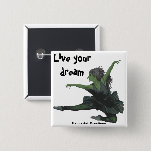 Goblin Girl Ballerina Dancing Fantasy Art Button (Voorkant /achterkant)