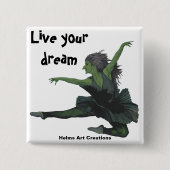 Goblin Girl Ballerina Dancing Fantasy Art Button (Voorkant)