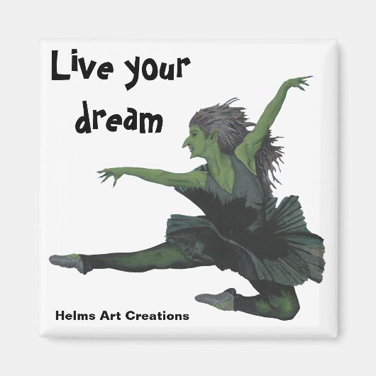 Goblin Girl Ballet Dancer Fantasy Button Magnet (Voorkant)