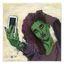 Goblin Girl Phone Selfie Fantasy Art Foto afdrukke