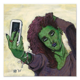 Goblin Girl Phone Selfie Fantasy Art Foto afdrukke Afdruk