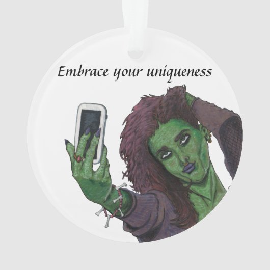 Goblin Girl Selfie Fantasy Art Acryl Ornament (achterkant)
