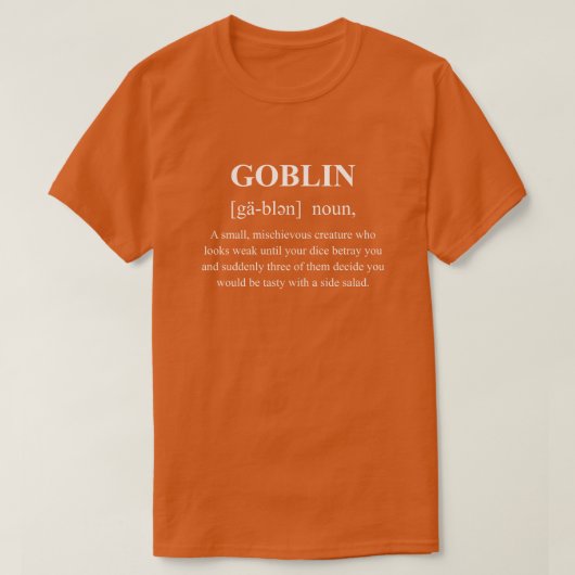Goblin Grappig Monster Definitie Met Witte Tekst T-shirt (Design voorkant)