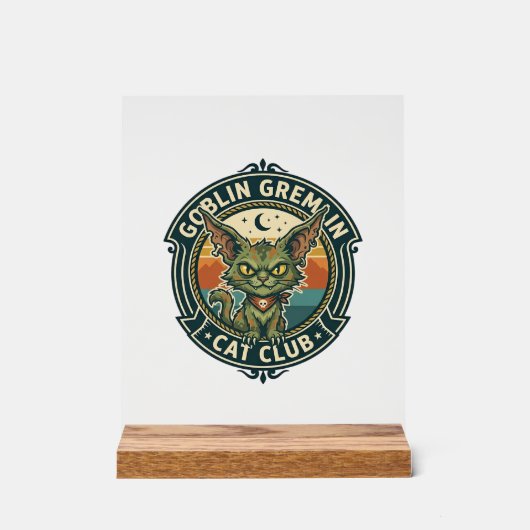 Goblin Gremlin Kat Cute Kitty Design - Goblin Grem Acryl Bord (Voorkant)