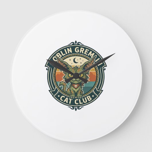 Goblin Gremlin Kat Cute Kitty Design - Goblin Grem Grote Klok (Voorkant)