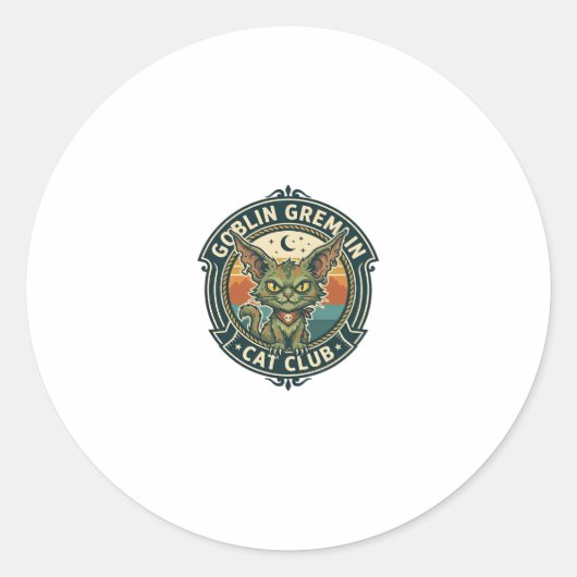 Goblin Gremlin Kat Cute Kitty Design - Goblin Grem Ronde Sticker (Voorkant)