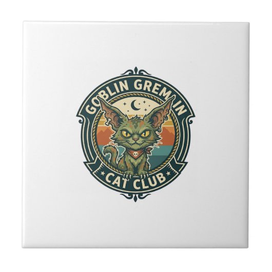 Goblin Gremlin Kat Cute Kitty Design - Goblin Grem Tegeltje (Voorkant)