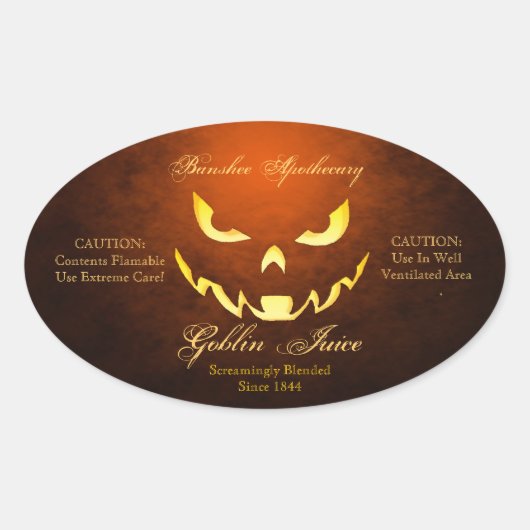 Goblin Juice Halloween Bottelaars Ovale Sticker (Voorkant)