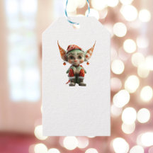 Goblin Kerst Elf Witte Gift Labels