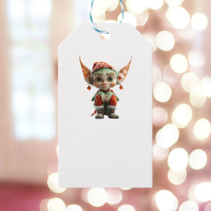 Goblin Kerst Elf Witte Gift Labels Cadeaulabel