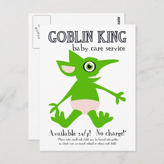 Goblin King Baby Care Service Briefkaart (Voorkant / Achterkant)