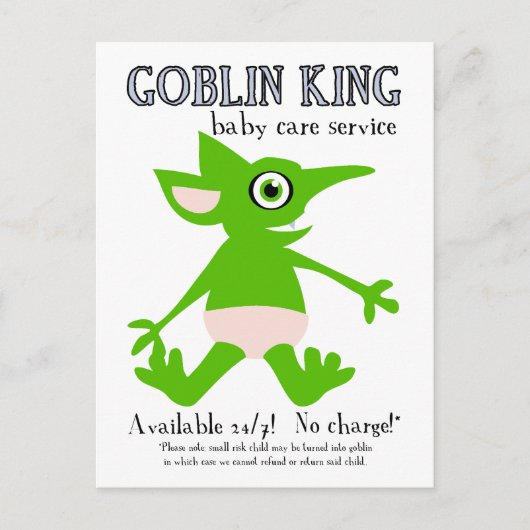 Goblin King Baby Care Service Briefkaart (Voorkant)