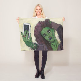 Goblin Meisje Mobiele Telefoon Selfie Fantasy Art Fleece Deken