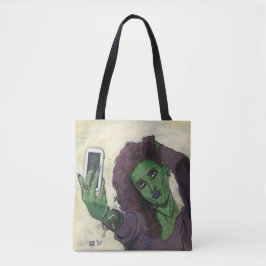 Goblin Meisje Mobiele Telefoon Selfie Grafische Ca Tote Bag
